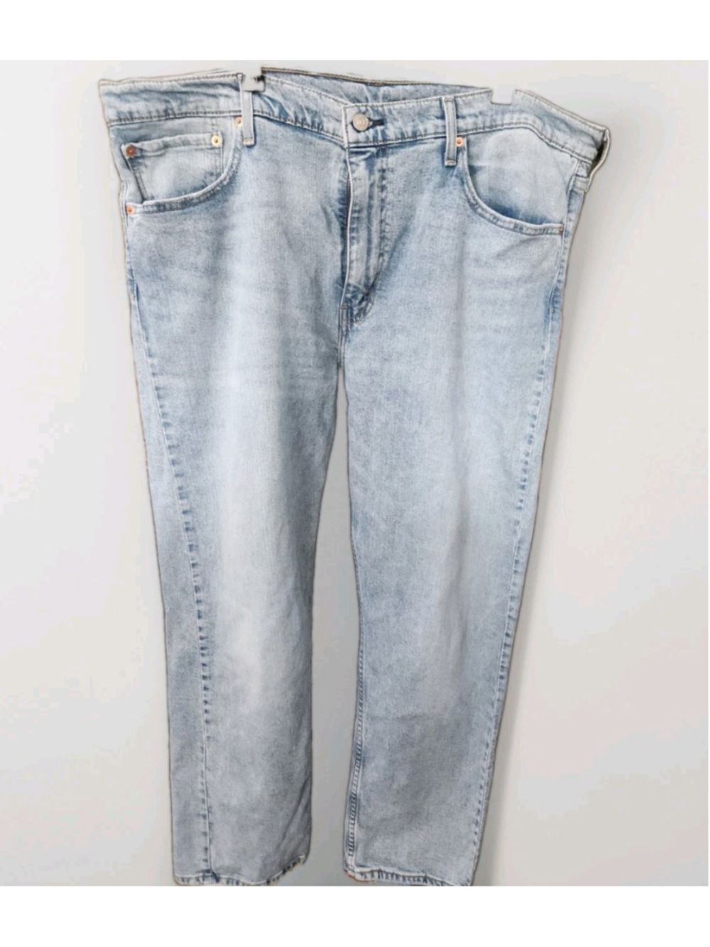 Levi Mens 502 Jeans Tapered Fit 40x30 Stretch Light Wash Blue